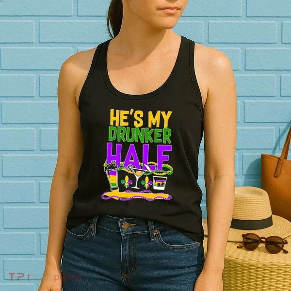 Mardi Gras He's My Drunker Half Women's Tank Top