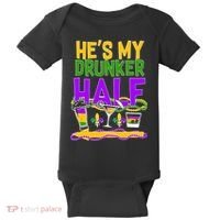 Mardi Gras He's My Drunker Half Baby Bodysuit thumb 0