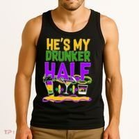 Mardi Gras He's My Drunker Half Tank Top thumb 3