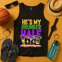 Mardi Gras He's My Drunker Half Tank Top thumb 4
