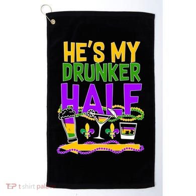 Mardi Gras He's My Drunker Half Golf Towel