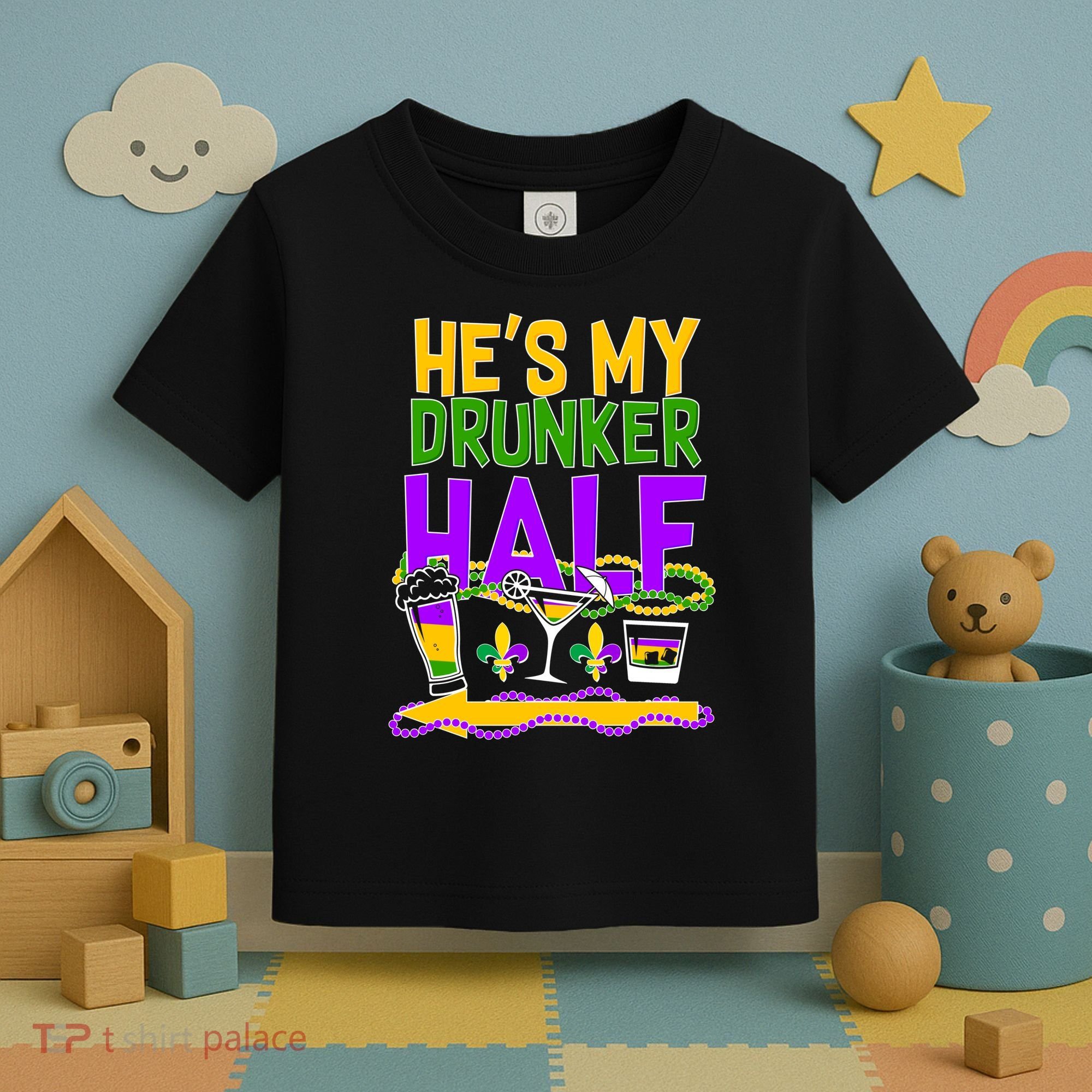 Mardi Gras He's My Drunker Half Toddler T-Shirt