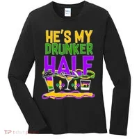Mardi Gras He's My Drunker Half Women's Long Sleeve Shirt thumb 0