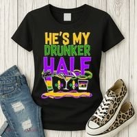 Mardi Gras He's My Drunker Half Women's T-Shirt thumb 3