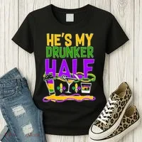 Mardi Gras He's My Drunker Half Women's T-Shirt thumb 3