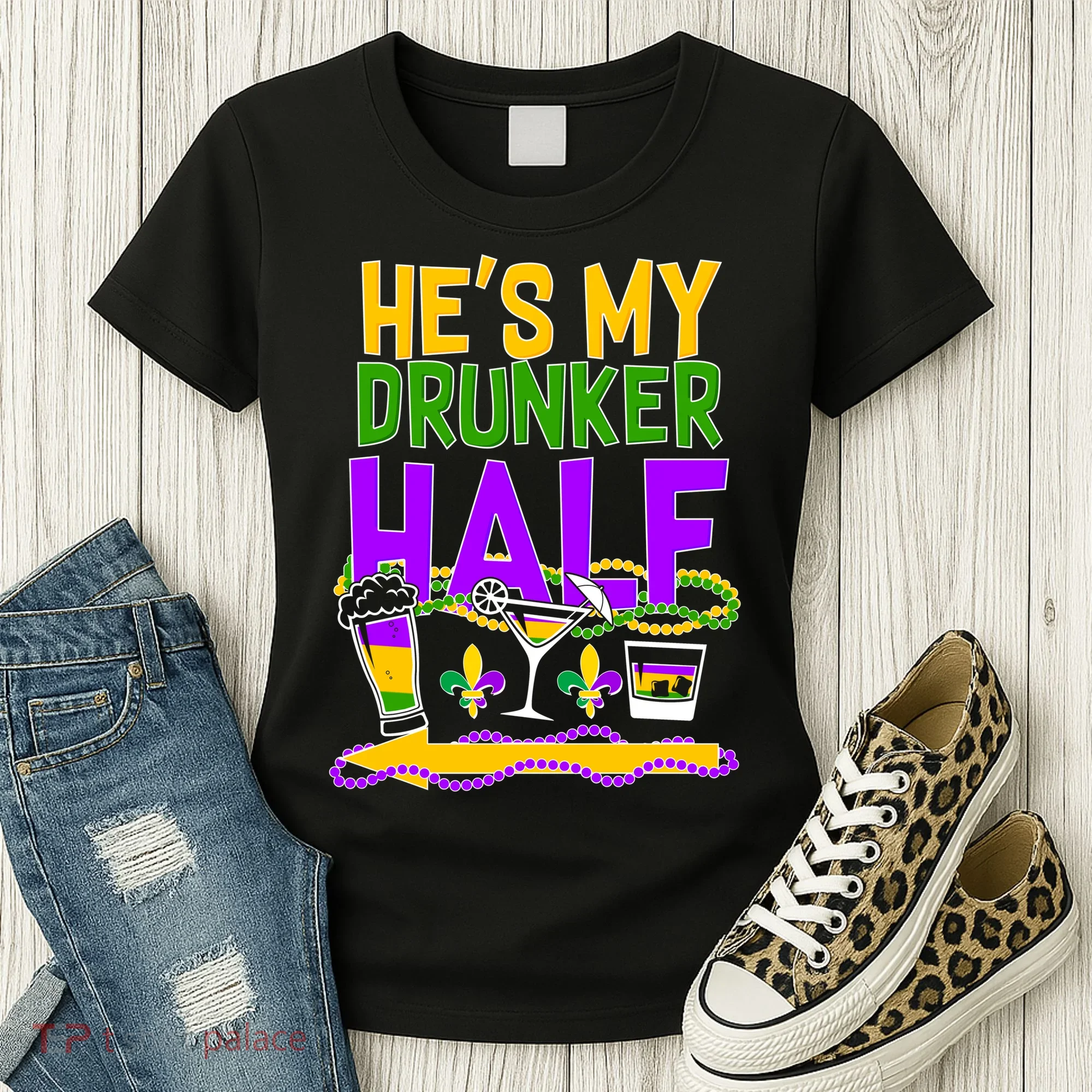 Mardi Gras He's My Drunker Half Women's T-Shirt