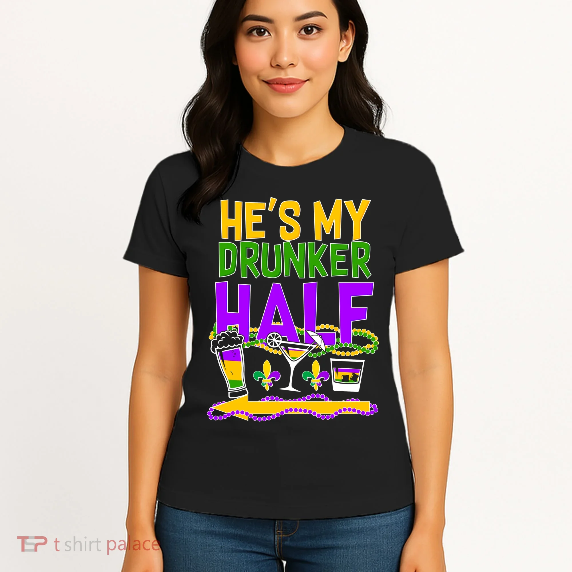 Mardi Gras He's My Drunker Half Women's T-Shirt