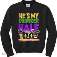 Mardi Gras He's My Drunker Half Kids Sweatshirt thumb 0