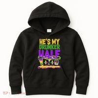 Mardi Gras He's My Drunker Half Kids Hoodie thumb 0