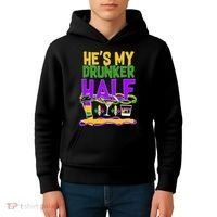 Mardi Gras He's My Drunker Half Kids Hoodie thumb 4