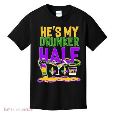 Mardi Gras He's My Drunker Half Kids T-Shirt