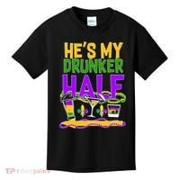 Mardi Gras He's My Drunker Half Kids T-Shirt thumb 0