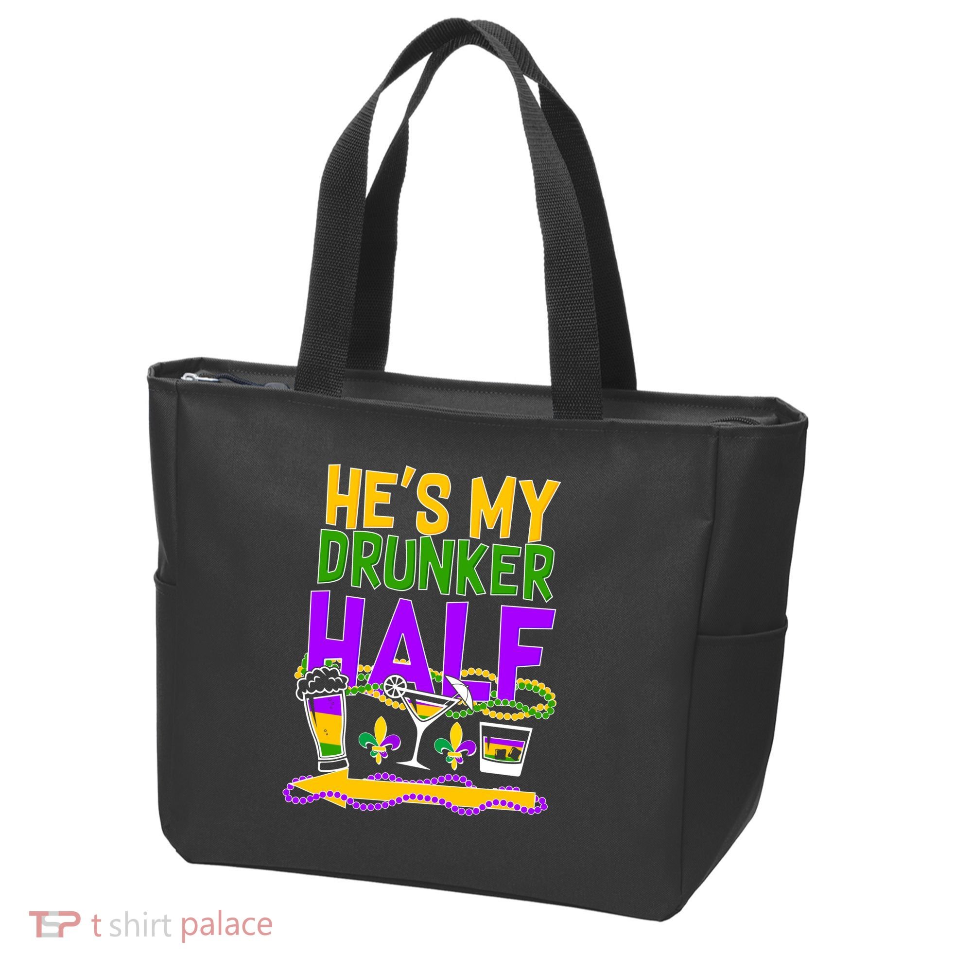 Mardi Gras He's My Drunker Half Tote Bag