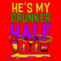 Mardi Gras He's My Drunker Half Santa Hat thumb 1