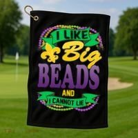 Mardi Gras I like big beads and i cannot lie Golf Towel thumb 1