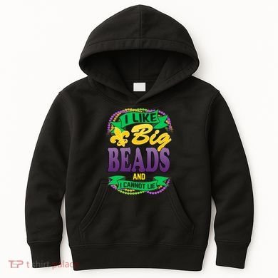 Mardi Gras I like big beads and i cannot lie Kids Hoodie