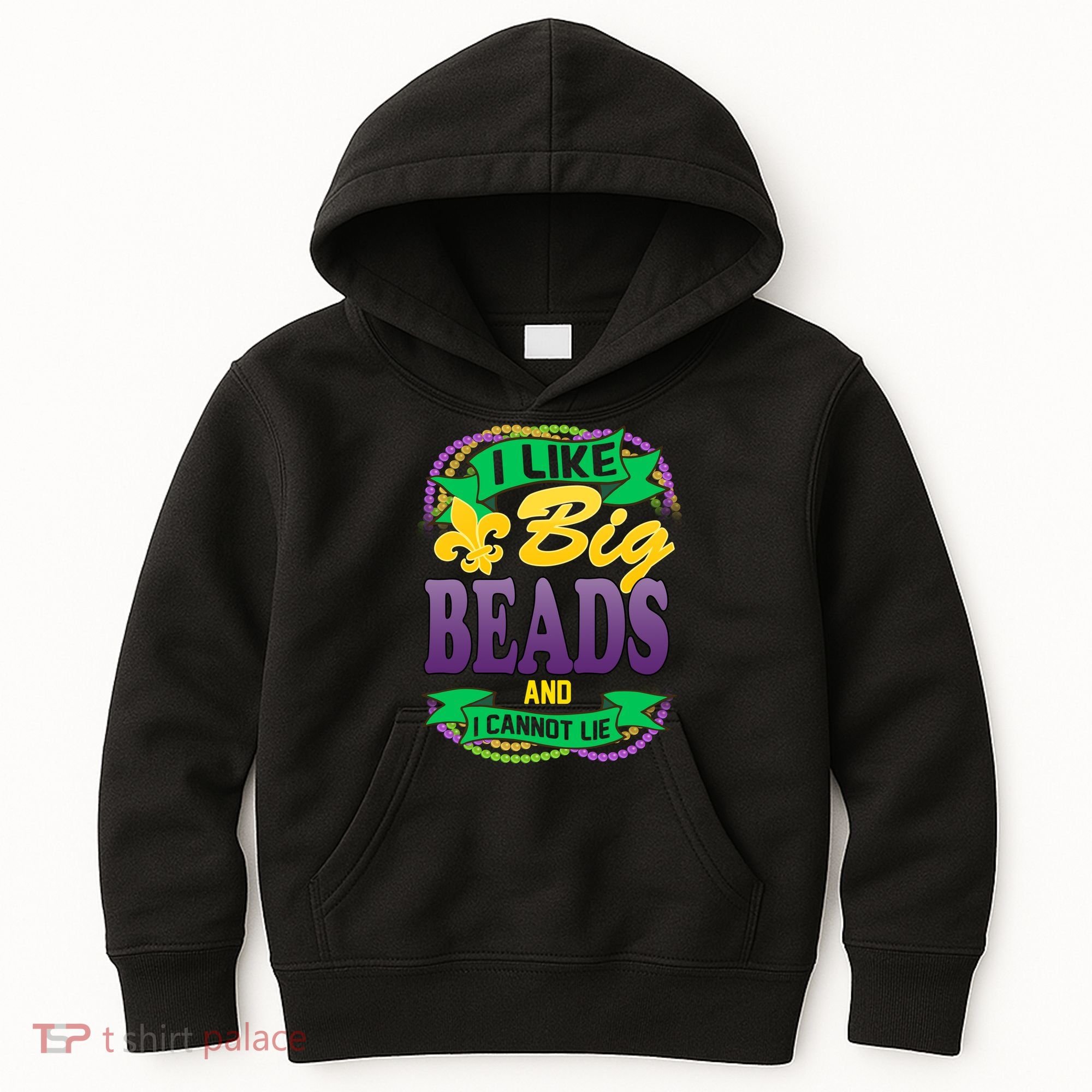 Mardi Gras I like big beads and i cannot lie Kids Hoodie