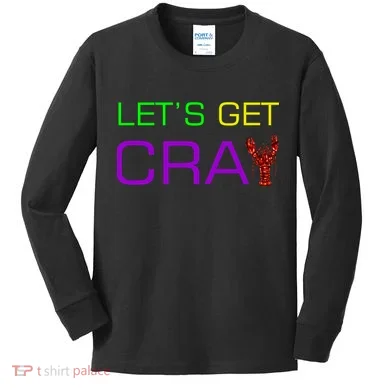 Mardi Gras Let's Get Cray Kids Long Sleeve Shirt