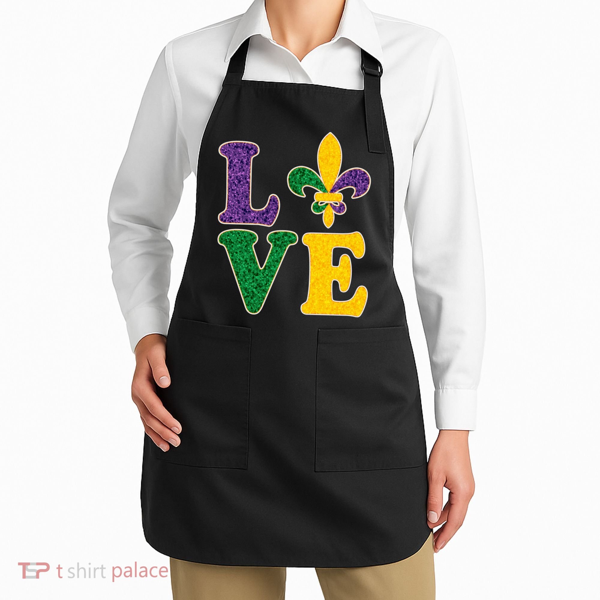 Mardi Gras Love Spade  Apron