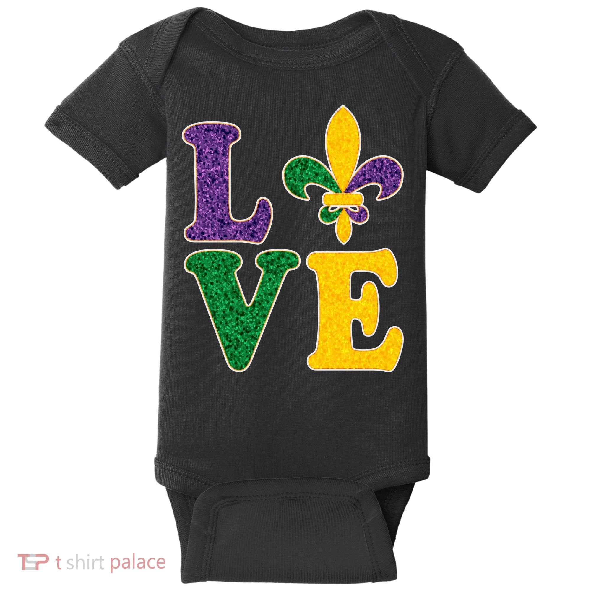 Mardi Gras Love Spade  Baby Bodysuit