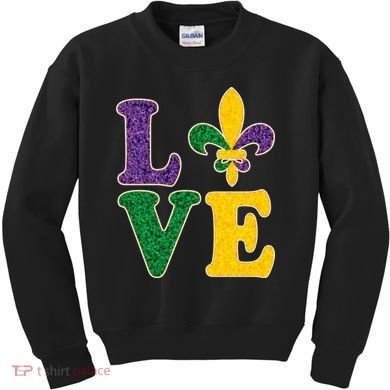 Mardi Gras Love Spade  Kids Sweatshirt