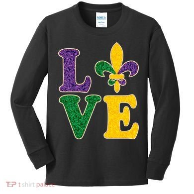 Mardi Gras Love Spade  Kids Long Sleeve Shirt