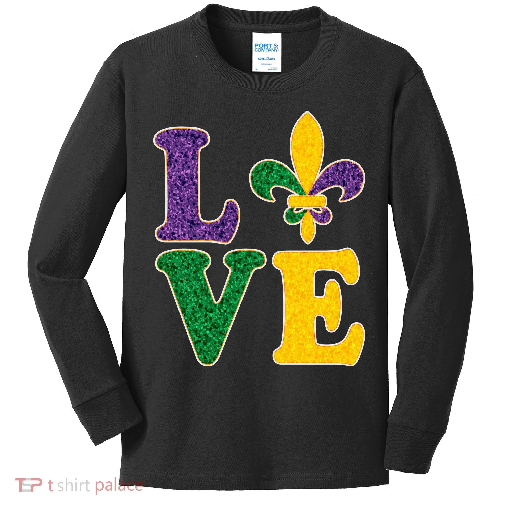 Mardi Gras Love Spade  Kids Long Sleeve Shirt