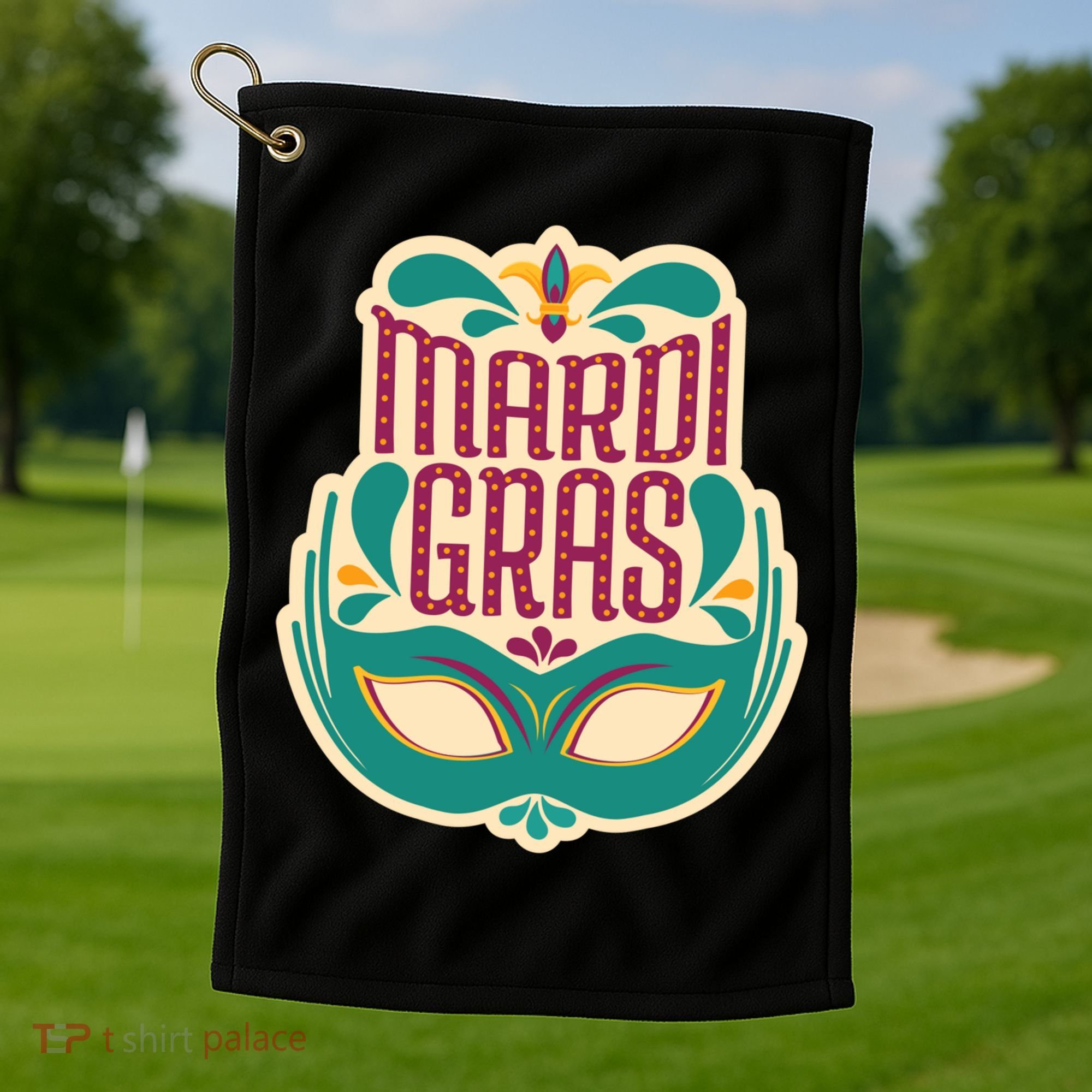 Mardi Gras Mask Golf Towel