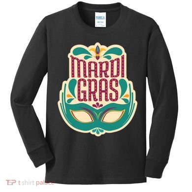 Mardi Gras Mask Kids Long Sleeve Shirt