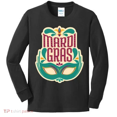 Mardi Gras Mask Kids Long Sleeve Shirt