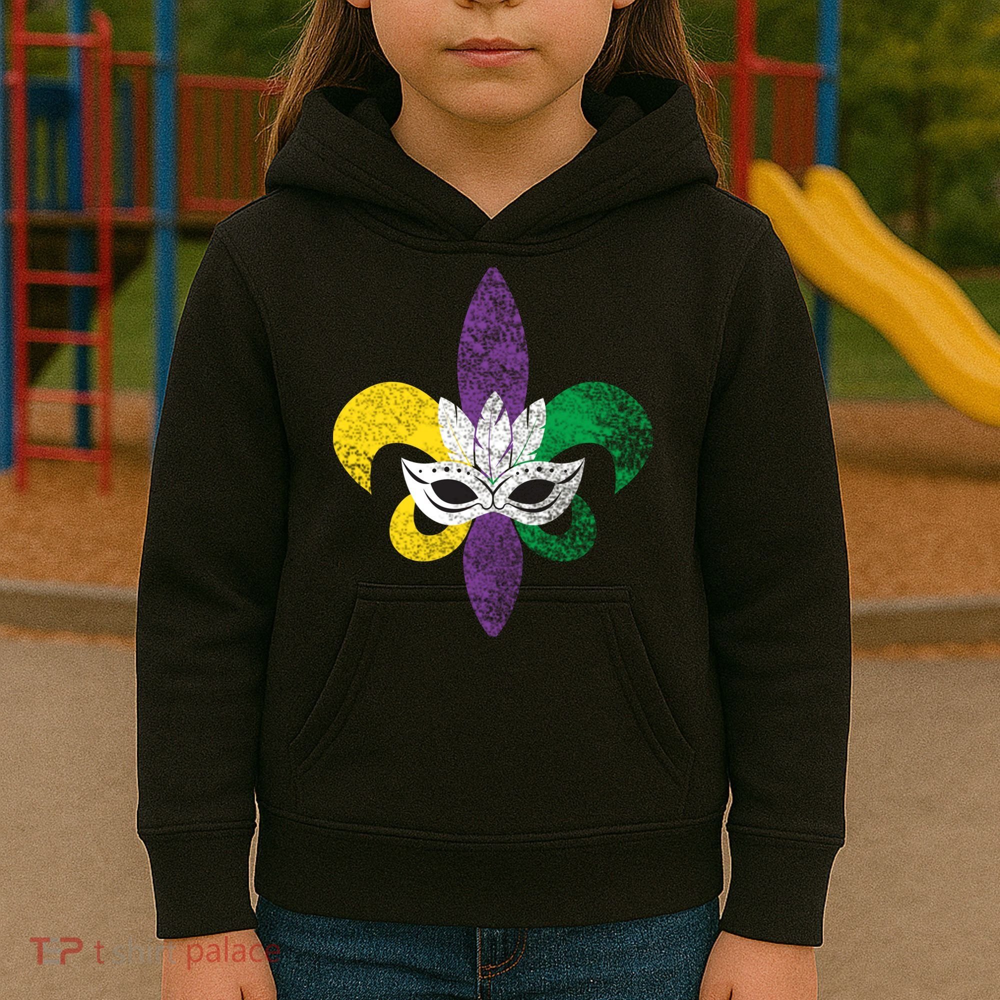 Mardi Gras Mask Spade Kids Hoodie