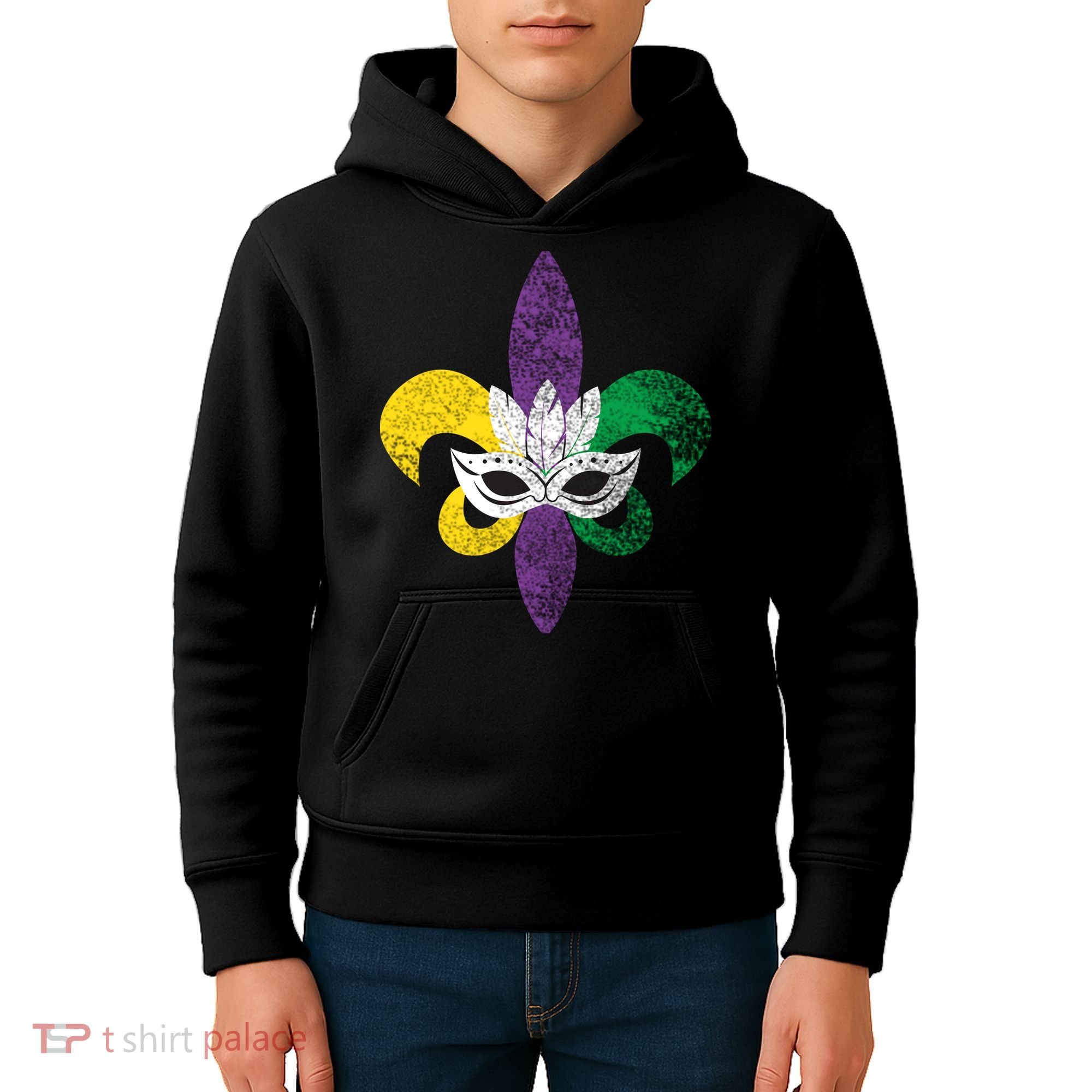 Mardi Gras Mask Spade Kids Hoodie