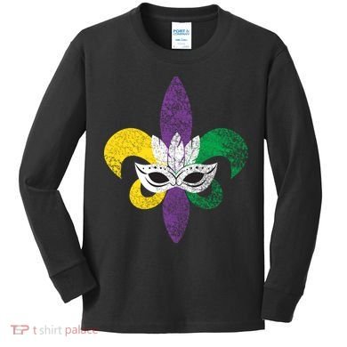 Mardi Gras Mask Spade Kids Long Sleeve Shirt