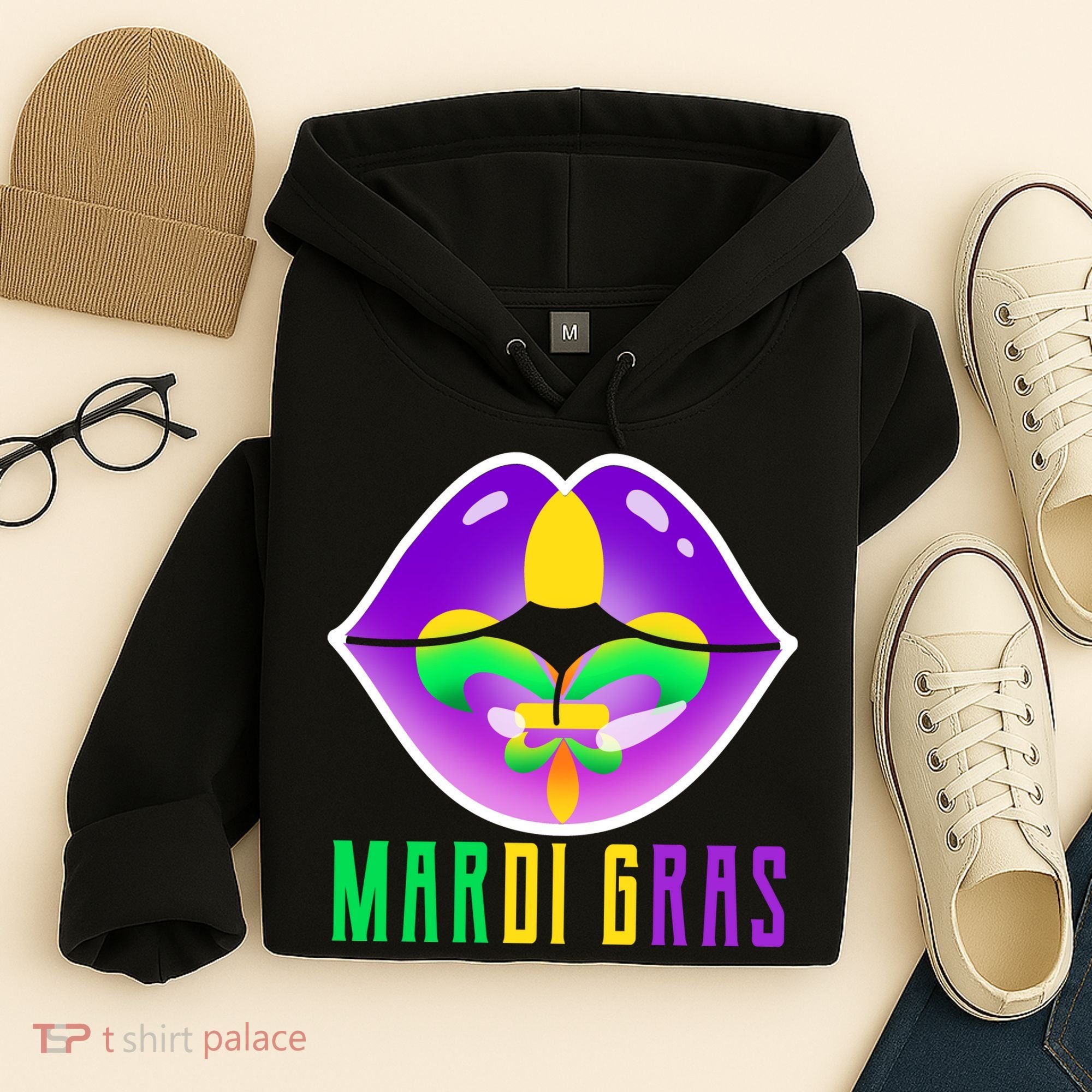 Mardi Gras Party Lips Hoodie