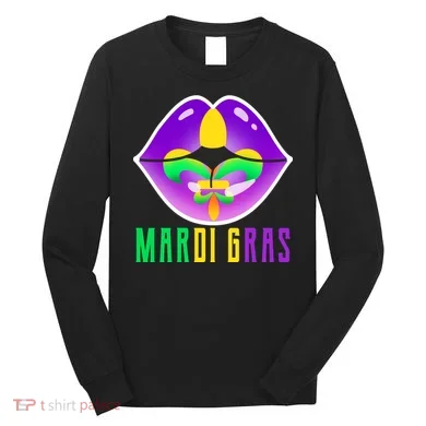 Mardi Gras Party Lips Long Sleeve Shirt