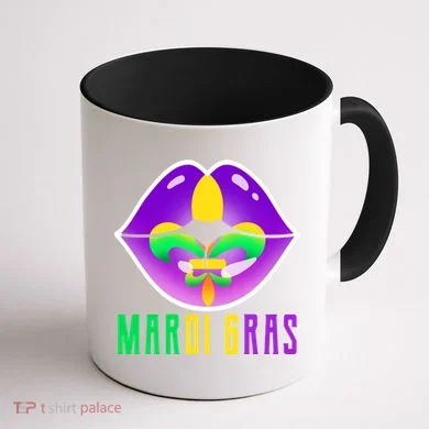 Mardi Gras Party Lips Coffee Mug back