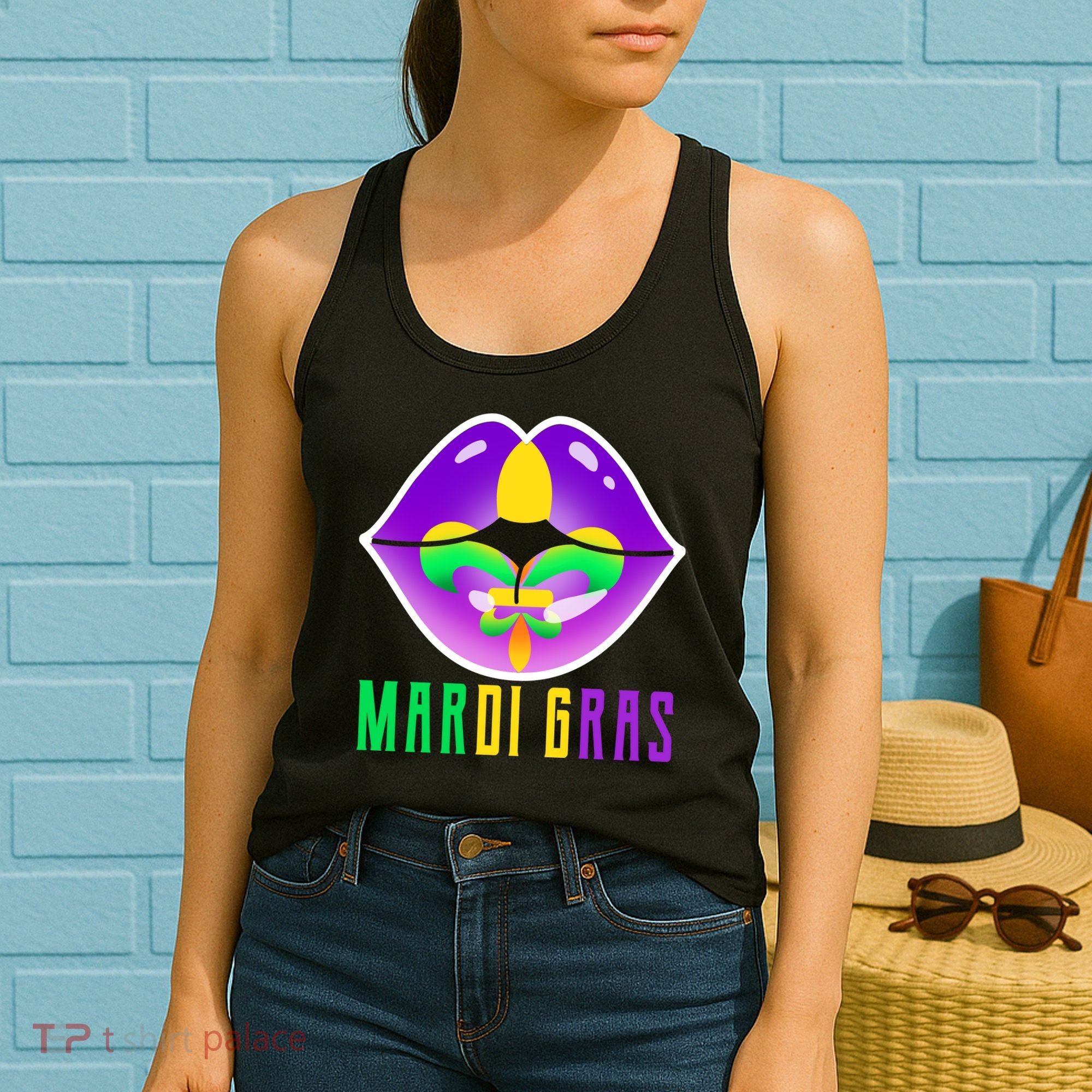Mardi Gras Party Lips Women's Tank Top