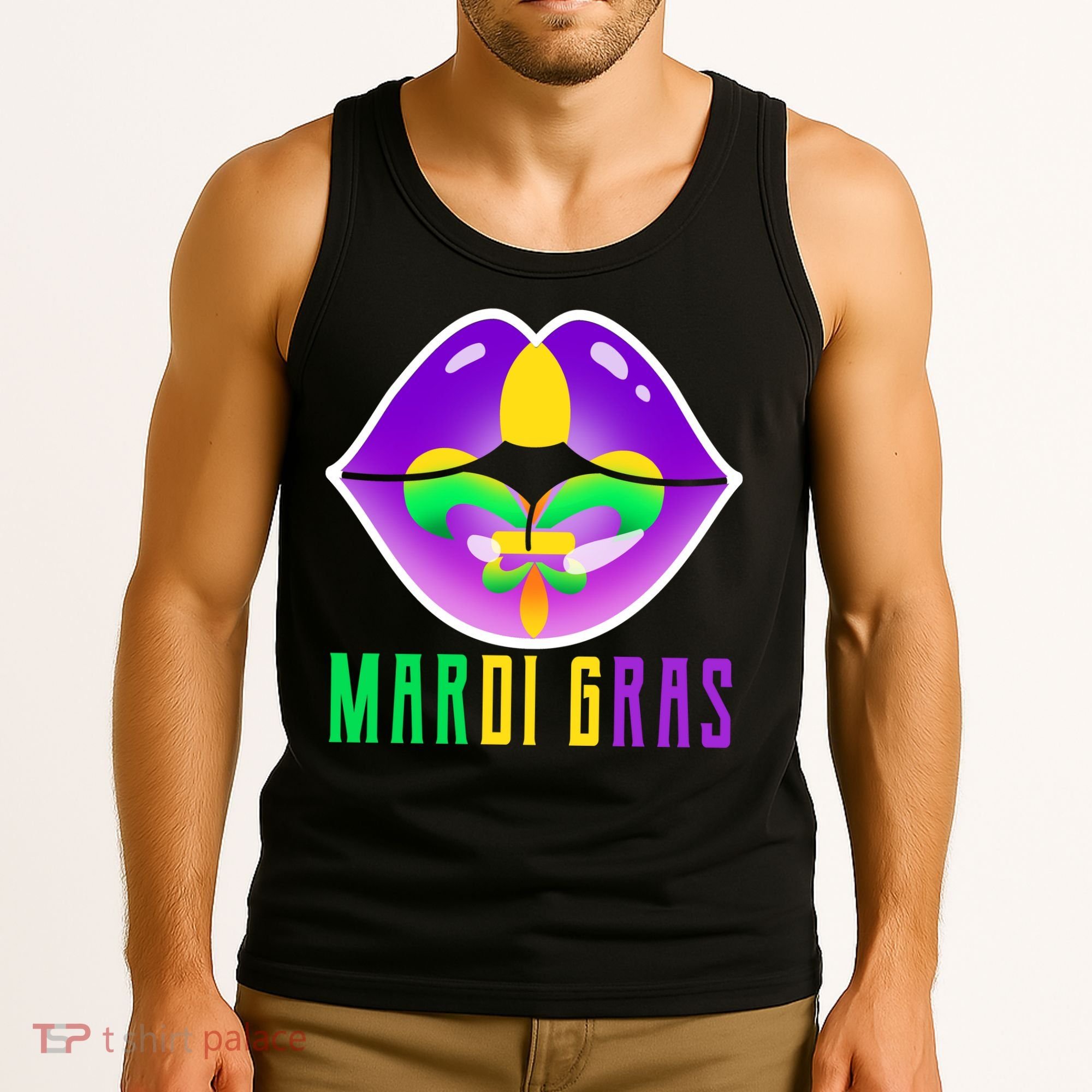 Mardi Gras Party Lips Tank Top