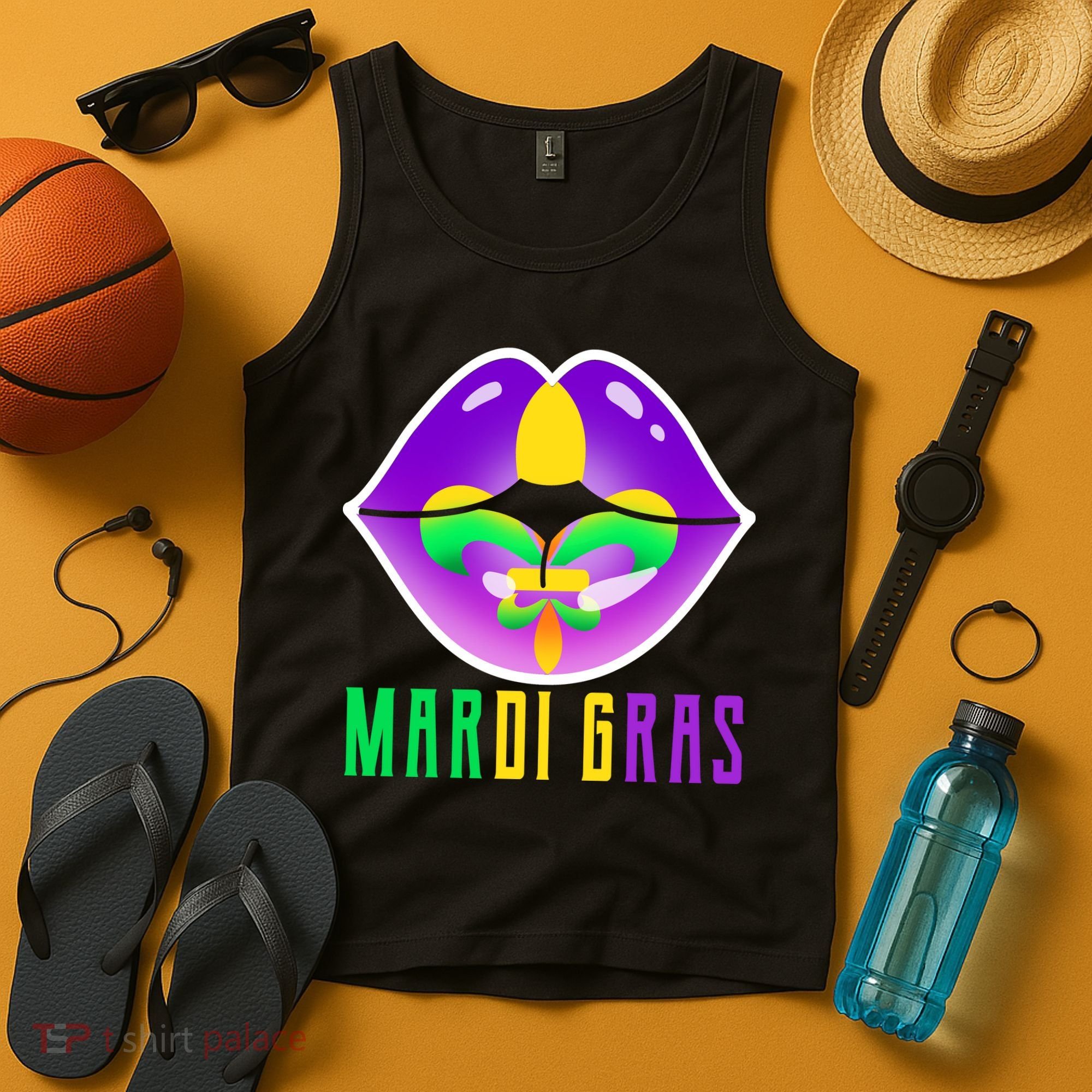 Mardi Gras Party Lips Tank Top