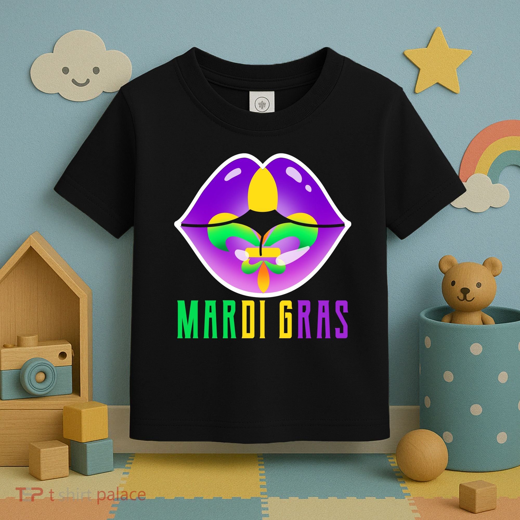 Mardi Gras Party Lips Toddler T-Shirt