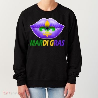 Mardi Gras Party Lips Fleur De Lis Women's Sweatshirt
