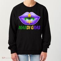 Mardi Gras Party Lips Fleur De Lis Women's Sweatshirt thumb 0