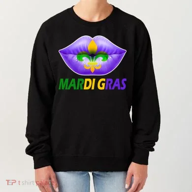 Mardi Gras Party Lips Fleur De Lis Women's Sweatshirt