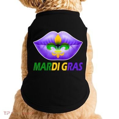 Mardi Gras Party Lips Fleur De Lis Doggie Tank