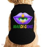 Mardi Gras Party Lips Fleur De Lis Doggie Tank thumb 0