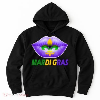 Mardi Gras Party Lips Fleur De Lis Hoodie