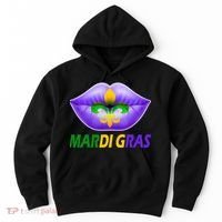Mardi Gras Party Lips Fleur De Lis Hoodie thumb 0
