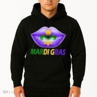 Mardi Gras Party Lips Fleur De Lis Hoodie thumb 2