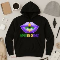 Mardi Gras Party Lips Fleur De Lis Hoodie thumb 3