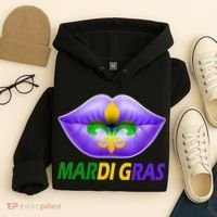Mardi Gras Party Lips Fleur De Lis Hoodie thumb 4